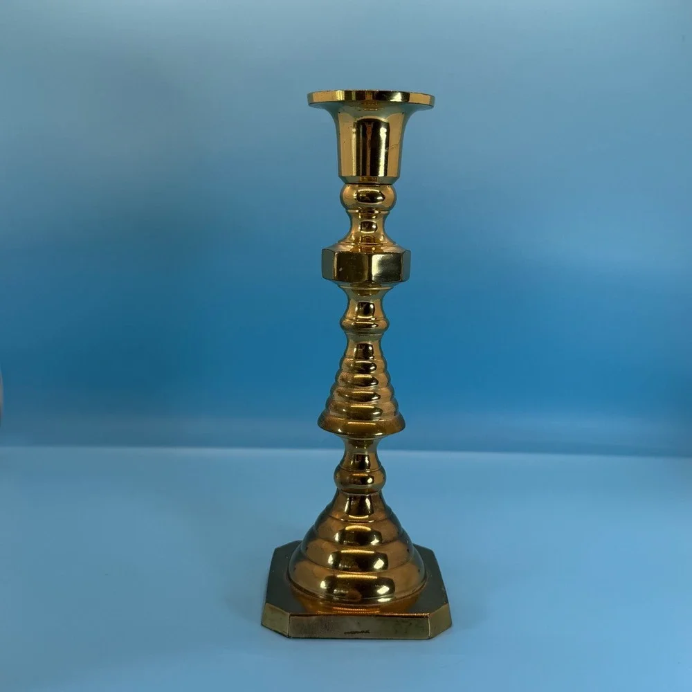 VTG Brass TaperBeehive Candle Holder Medium‎ Victorian Regency Dark Academia Art